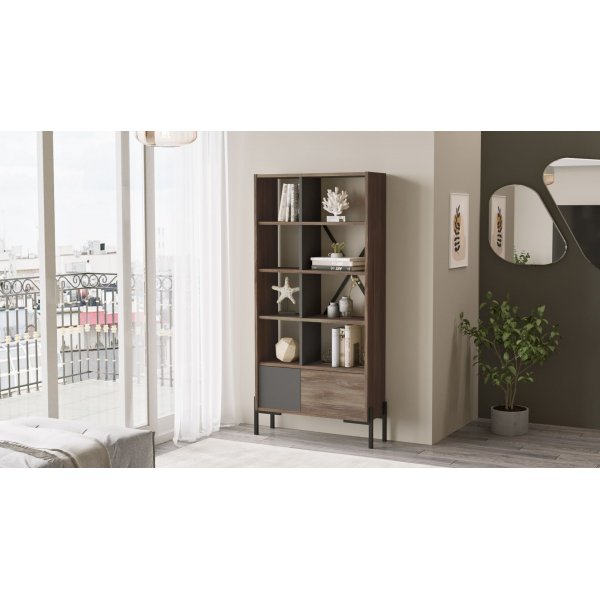 Bruno kirjahylly - ruskea/antrasiitti