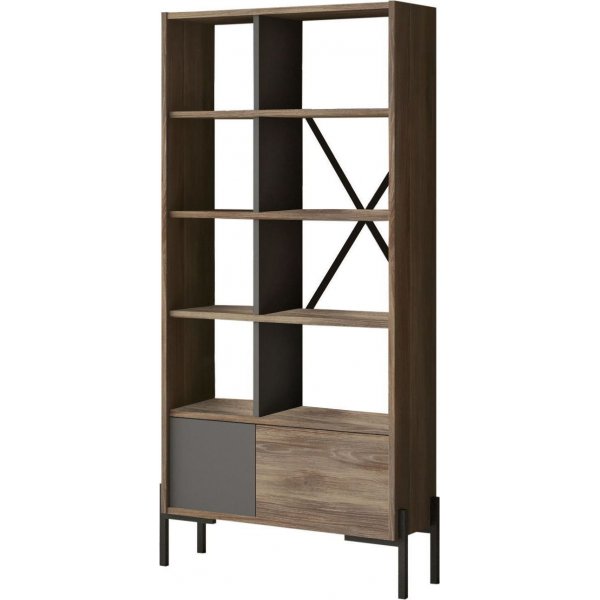 Bruno kirjahylly - ruskea/antrasiitti