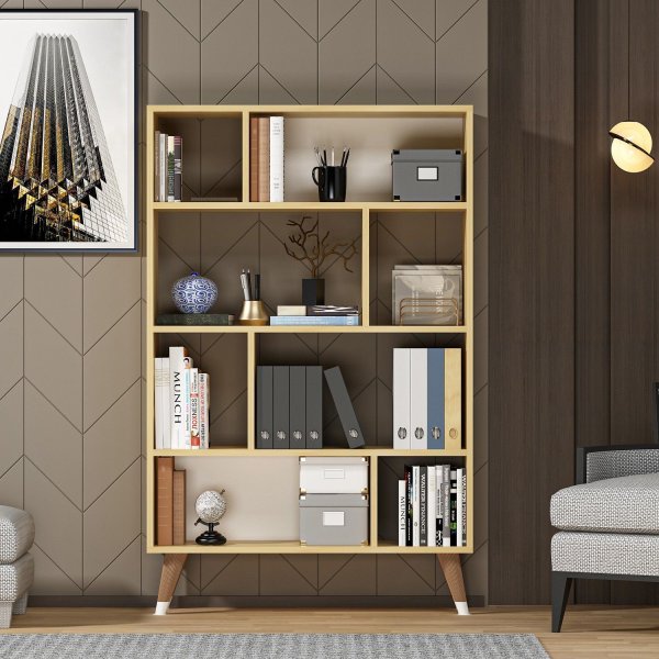 Harby kirjahylly - Valkoinen/tammi