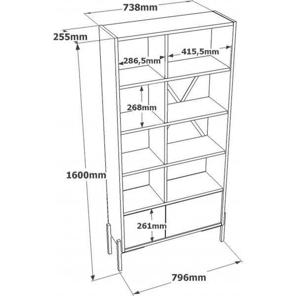 Bruno kirjahylly - ruskea/antrasiitti