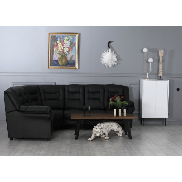 Peking-kulmasohva - Musta keinonahka