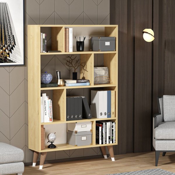 Harby kirjahylly - Valkoinen/tammi